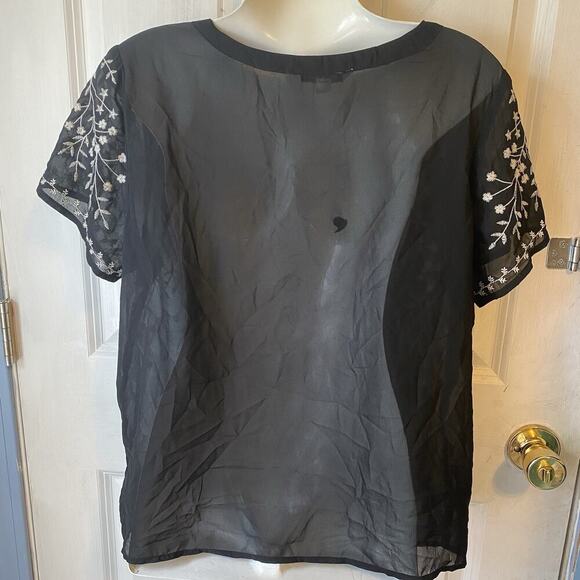 Y2K American Eagle Sheer Top Black White Embroidered Summer Beach Women L - Picture 4 of 5